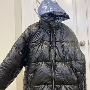 Metallic Black Puffer Coat
